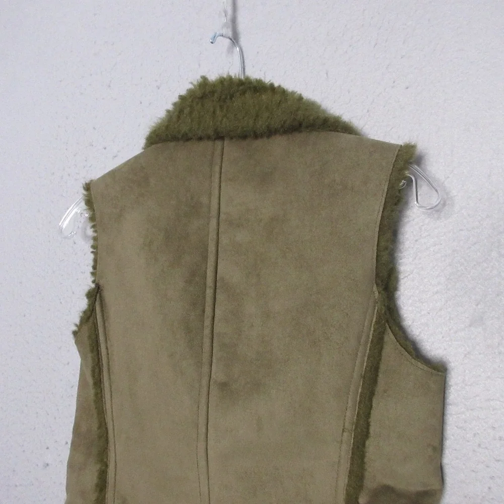 Boden Vest 4‎ Brown Penny Lane Hippie Y2K Faux Fur Suede Boho Shearling Fitted
